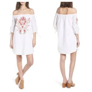 Hinge Embroidered Off the Shoulder Dress Size Sm